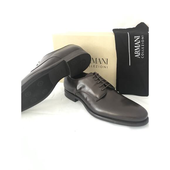 Armani Collezioni Leather Men’s Shoes Brown 12.5 US 45.5 Eu Italy NIB $795 main image 7